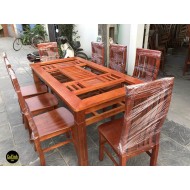 Bàn ăn xoan đào chữ nhật 1m8 8 ghế Bàn ăn xoan đào chữ nhật 1m8 8 ghế